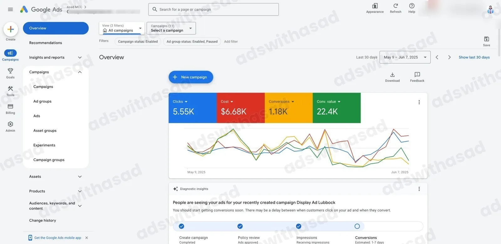 Google Ads results: Google Ads for a Texas Restaurant: 1,180 Conversions and $22.4K in Value in 30 Days